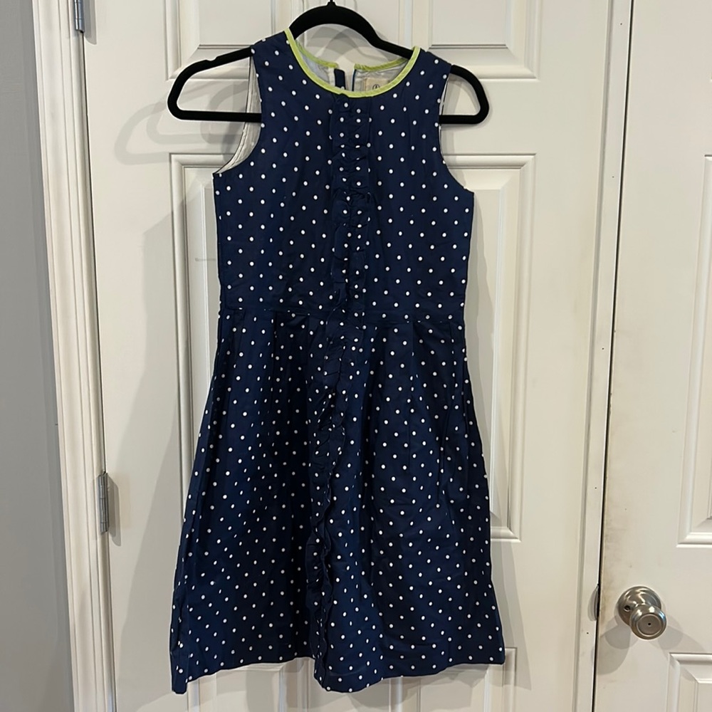 Lands End Kids Navy White Polka Dot Dress size 12